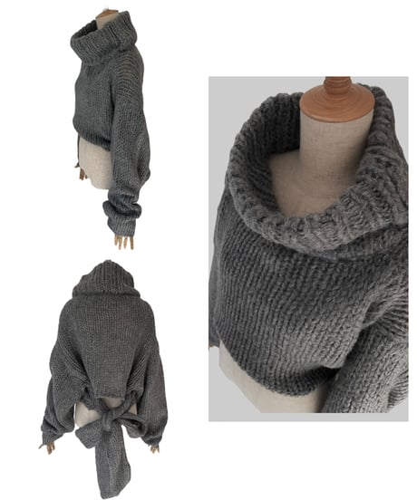 バックリボンローゲージニット /Back Ribbon Low Gauge Knit