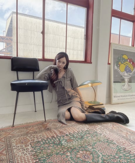 フリルヘムクロップドリボンニットカーディガン / Frill Hem Cropped Ribbon Knit Cardigan