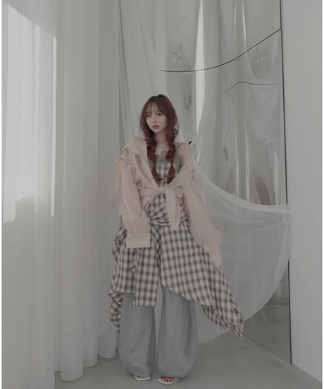 【Sheer Peach】サイドカットフードシャツ/Side Cutting Hooded Shirts