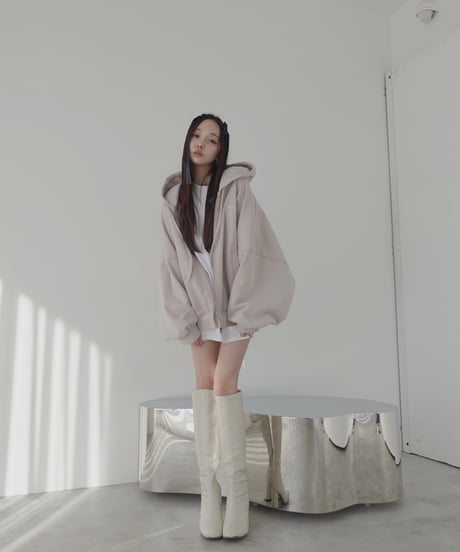 【PinkBeige】ハートジップアップフーディー /Heart Zip-up Hoodie