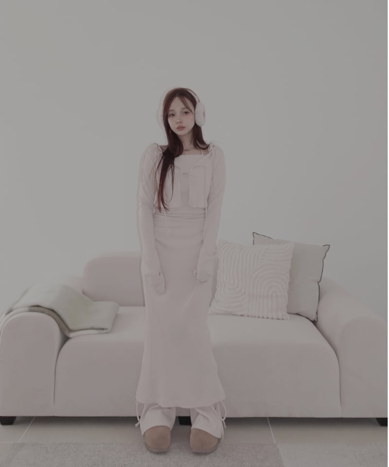 サイドリボンリブフレアパンツ /Side Ribbon Rib Flare Pants | F