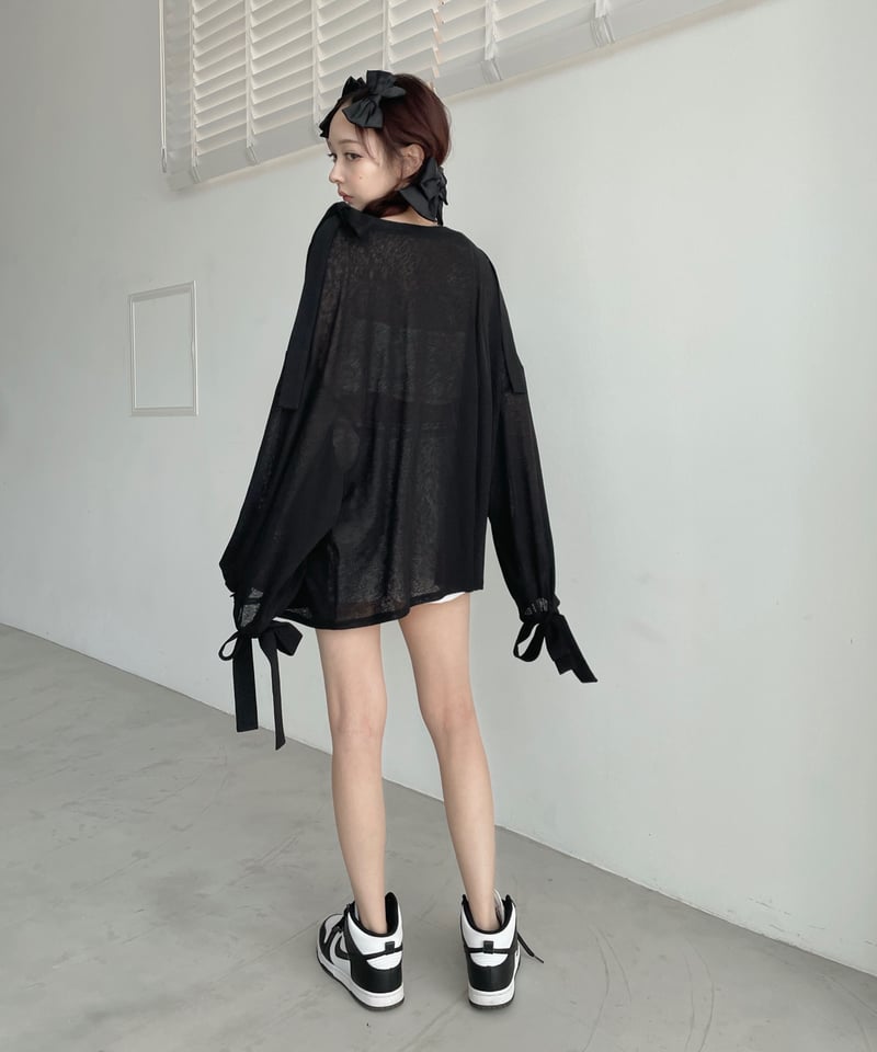 fiction tokyo シアーブラウス /Sheer Blouse 黒 シアーブラウス /Sheer Blouse | FICTION TOKYO OFFICIAL