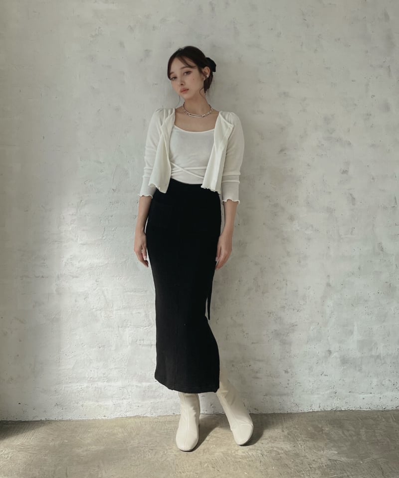 ベルトスリットニットスカート / Belted Slit Knit Skirt | FICTI...