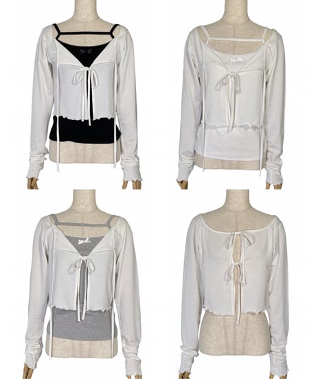 フリルヘムリボンカーディガン(リボンキャミセット) / Frill Hem Ribbon Cardigan(+Ribbon Camisole)