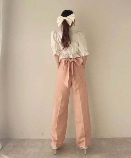バックリボンサイドスリットパンツ /Back Ribbon Side Slit Pants