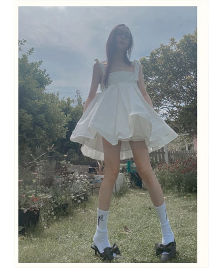 ダブルスカートリボンミニドレス / Double Skirt Ribbon Mini Dress