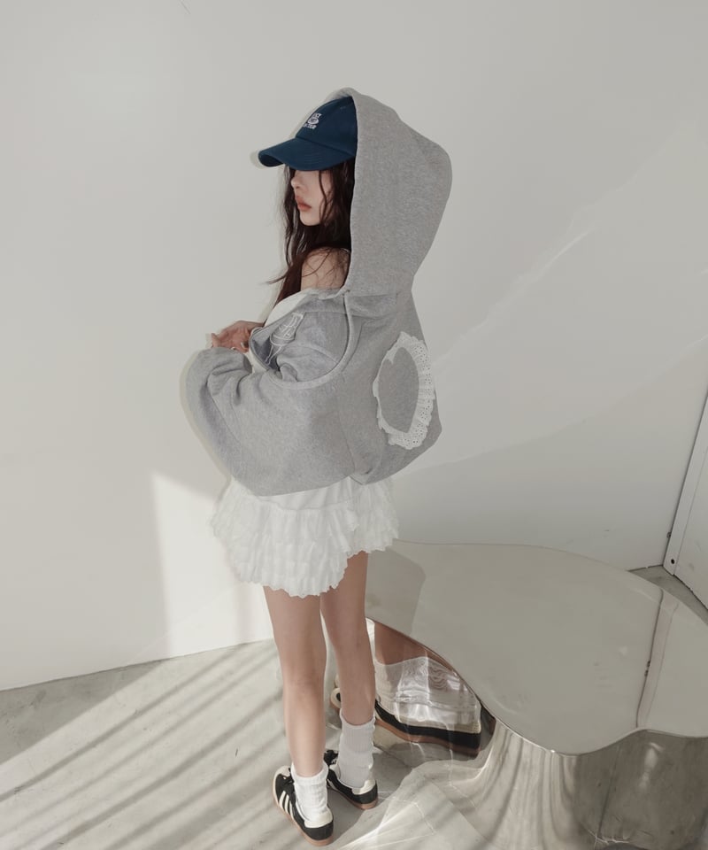 Gray】ハートジップアップフーディー /Heart Zip-up Hoodie | FIC