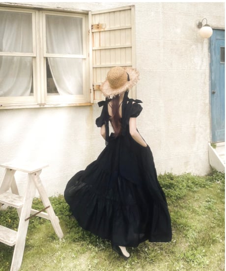 ショルダーリボンサマーロングドレス / Shoulder Ribbon Summer Long Dress