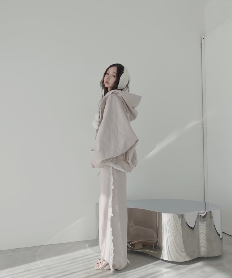 ［rina］fiction tokyo ジップアップパーカー ロゴフルジップラインフーディー /Logo Full-Zip Line Hoodie