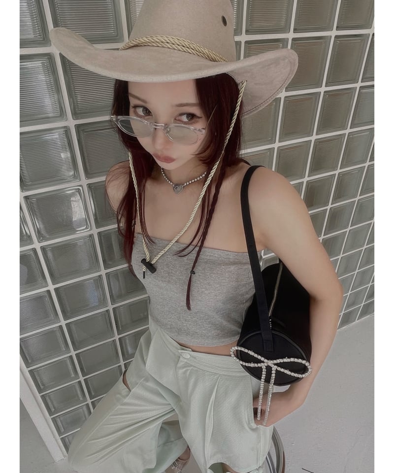 Bijou Ribbon Round Bag / ビジューリボンラウンドバッグ | FICTI