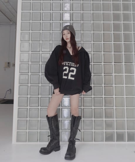 【Black】♡22♡2Wayカラートップ / ♡22♡2Way Collar Top