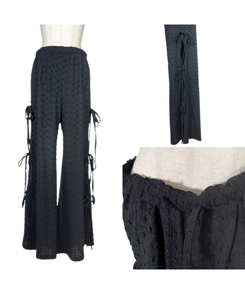 【新品未使用】fiction tokyoルーズフィットリボンフレアパンツ ルーズフィットリボンフレアパンツ/ Loose Fit Ribbon Flare Pants