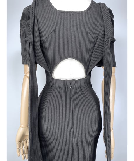 Back Ribbon Rib One-Piece バックリボンリブワンピース