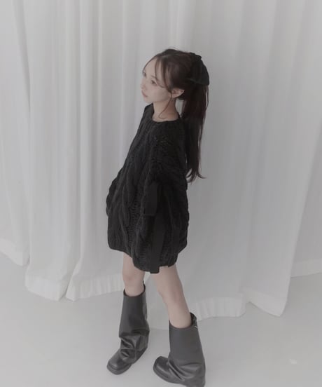 ハンドニッティングケーブルリボンニット/Hand-knitted Cable Ribbon Knit