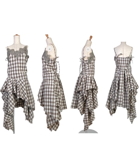 【Mocha】レイヤードチェックワンピース / Layered Check Dress