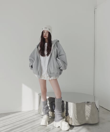 【Gray】ハートジップアップフーディー /Heart Zip-up Hoodie