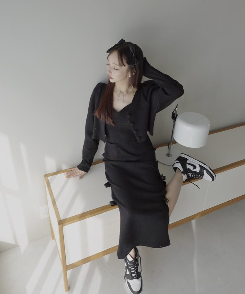 FICTION TOKYO レザーリボンスリットワンピース セット FICTION TOKYO