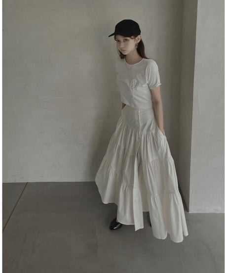 バックリボンティアードスカート /Back Ribbo Tiered Skirt
