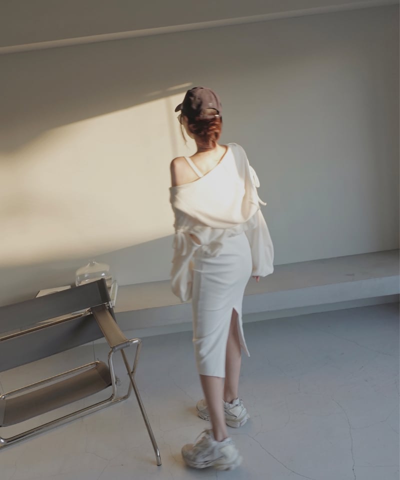 Basic Collection】リブキャミソールスリットワンピース-Long- /Rib