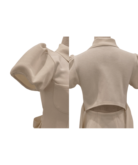 バックリボンポロフレアワンピース /Back Ribbon Polo Flare One-Piece