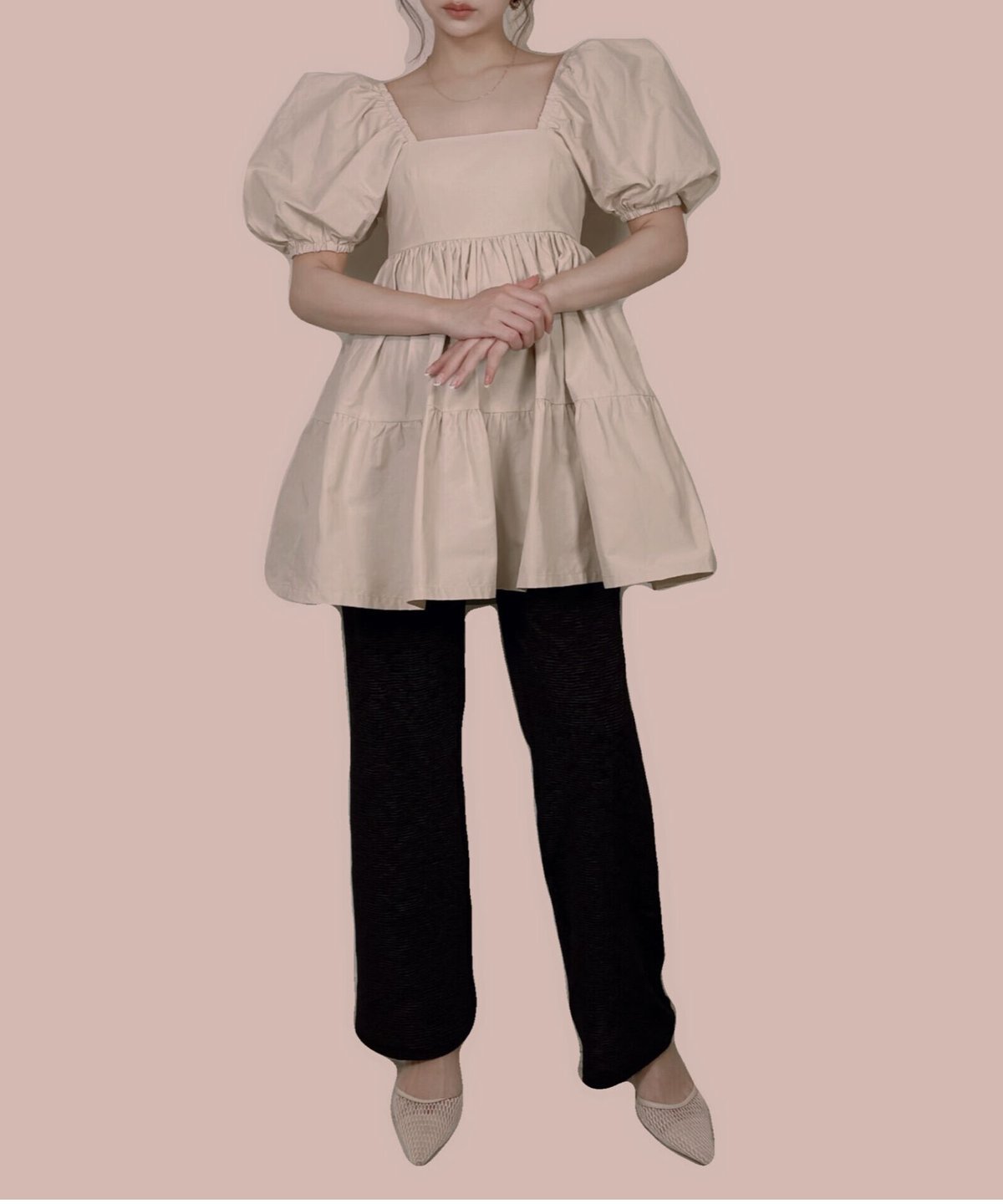 honeymihoney♡チュールパフスリーブチュニックワンピ new in