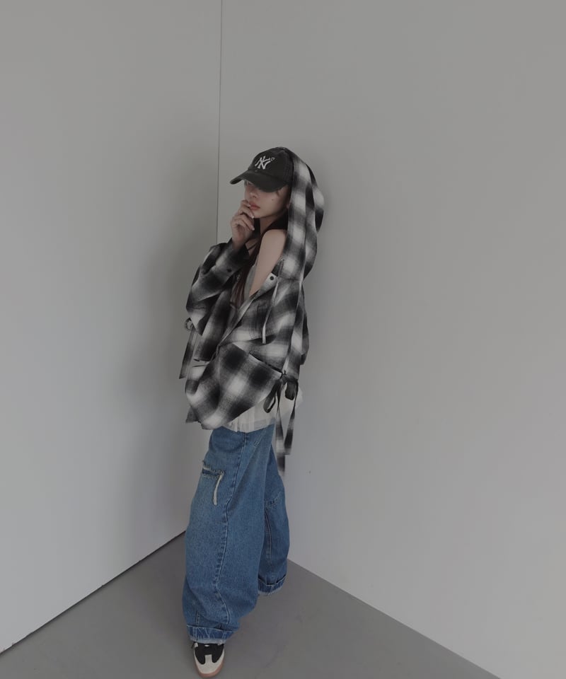 fiction tokyo サイドカットフードシャツ Latte】サイドカットフードシャツ/Side Cutting Hooded Shirts
