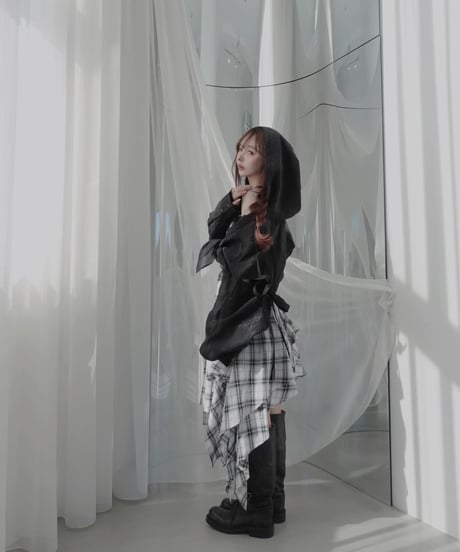 【White】レイヤードチェックワンピース / Layered Check Dress