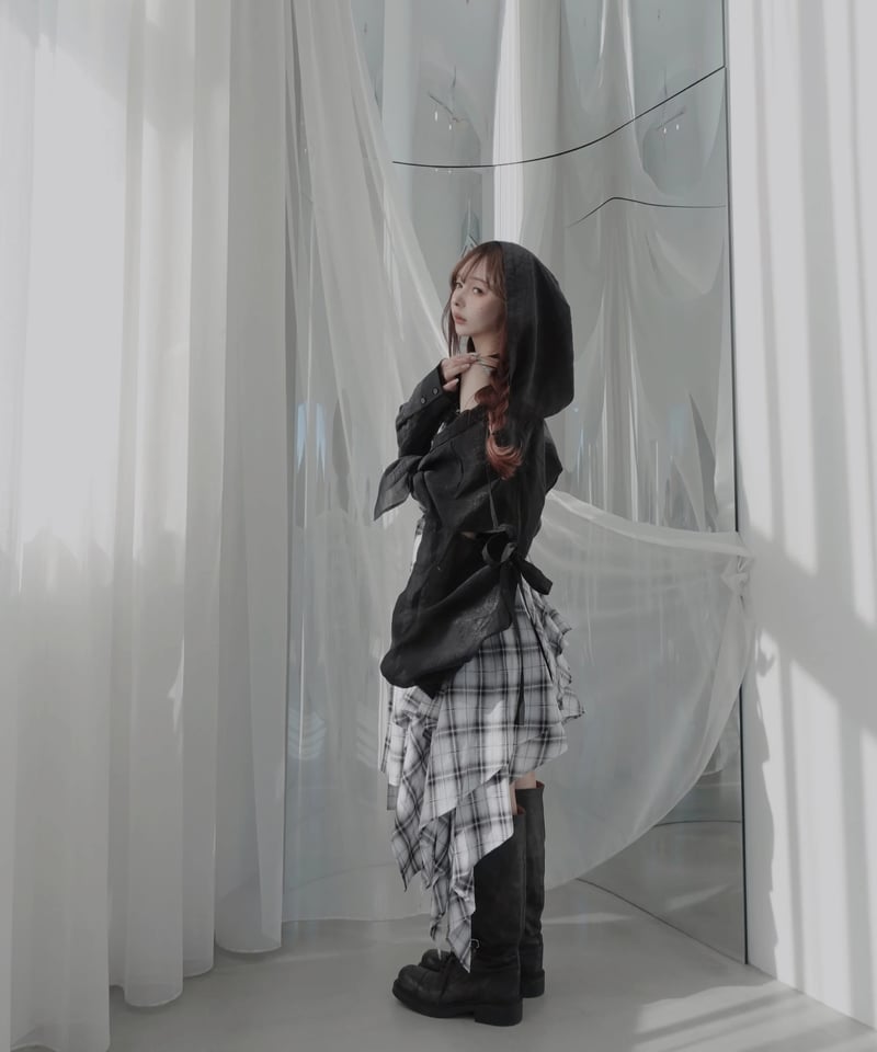 White】レイヤードチェックワンピース / Layered Check Dress | F