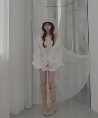 【Sheer Milk】サイドカットフードシャツ/Side Cutting Hooded Shirts