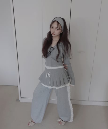 【LightGray】レイヤードフードトップス / Layered Hood Top