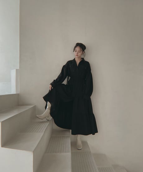 レースアップミリタリーガウンワンピース / LACE UP Military Gown One-Piece
