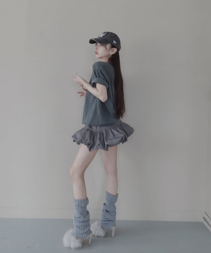 【新品未使用】S layered balloon skirt gry×wh THEREDTHREAD / ザレッドスレッド】S layered balloon skirt