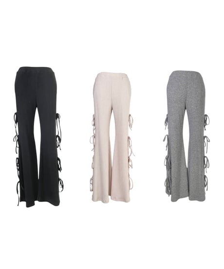 サイドリボンリブフレアパンツ /Side Ribbon Rib Flare Pants