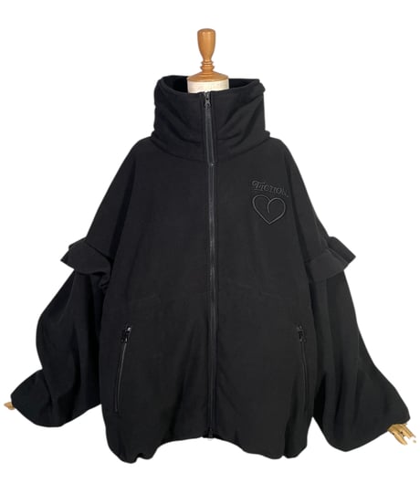 【Black】ダブルジップフリルフリース /Double Zip Frill Fleece
