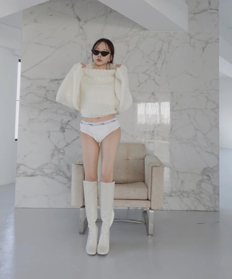 バックリボンローゲージニット /Back Ribbon Low Gauge Knit