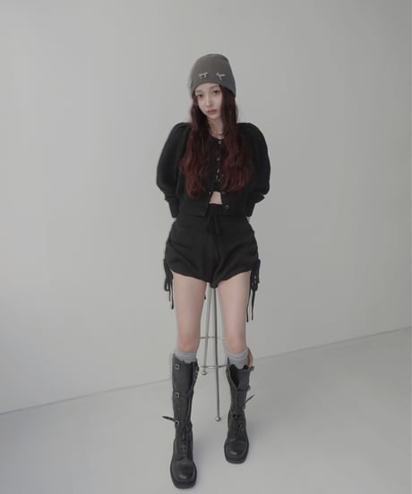 サイドリボンニットショートパンツ /Side Ribbon Knit Short Pants