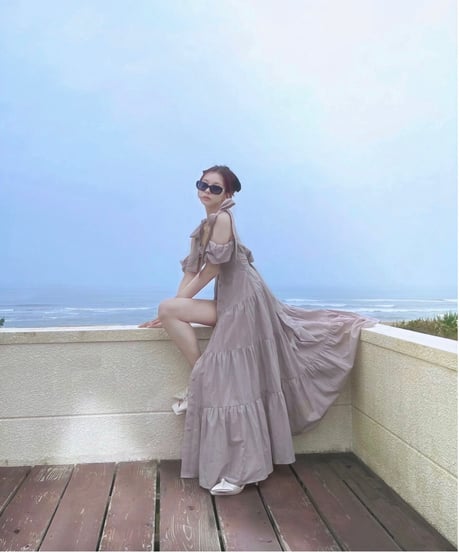 ショルダーリボンサマーロングドレス / Shoulder Ribbon Summer Long Dress