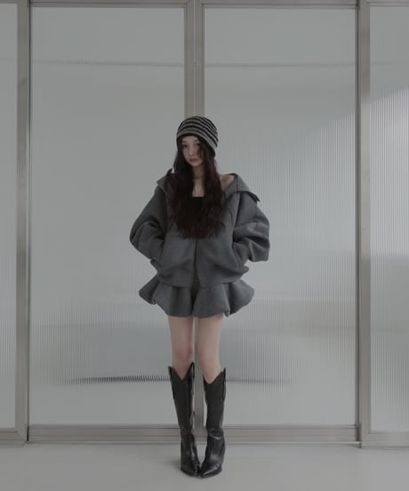 ボンディングダブルジップフーディー / Logo Embroidery Bonding Double Zip Hoodie