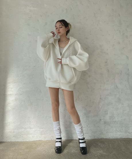 ボンディングダブルジップフーディー / Logo Embroidery Bonding Double Zip Hoodie