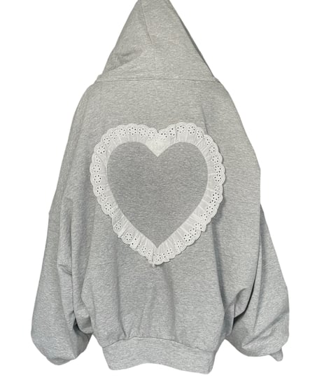 【Gray】ハートジップアップフーディー /Heart Zip-up Hoodie