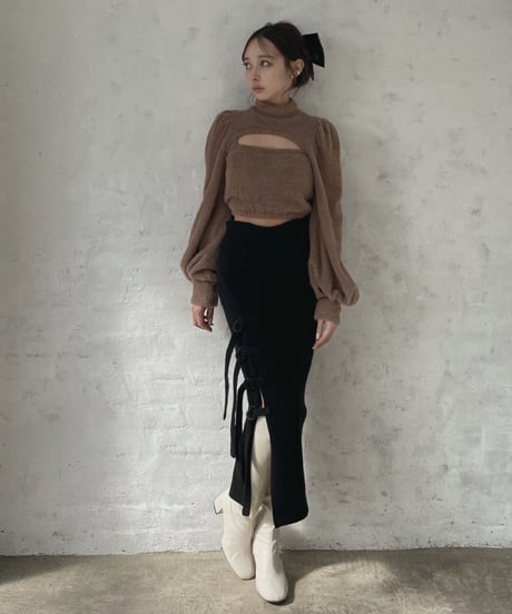 ベルトスリットニットスカート / Belted Slit Knit Skirt