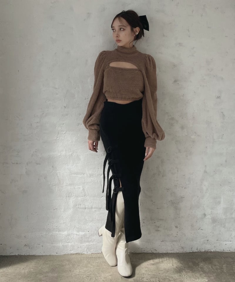 ベルトスリットニットスカート / Belted Slit Knit Skirt | FICTI...