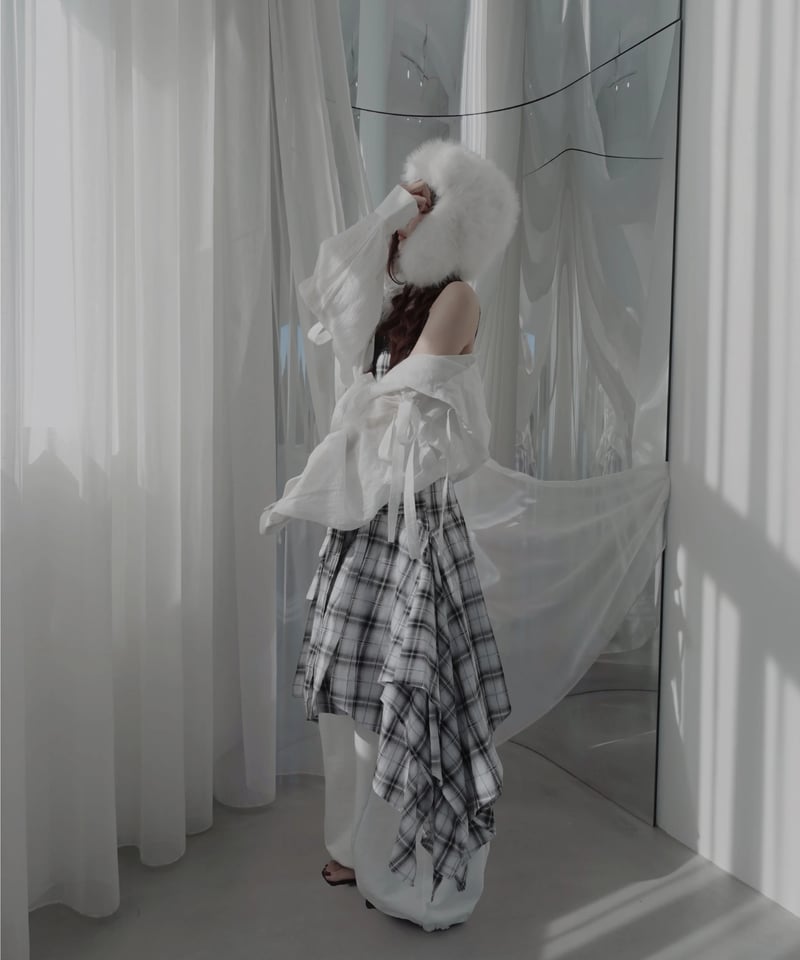 White】レイヤードチェックワンピース / Layered Check Dress | F