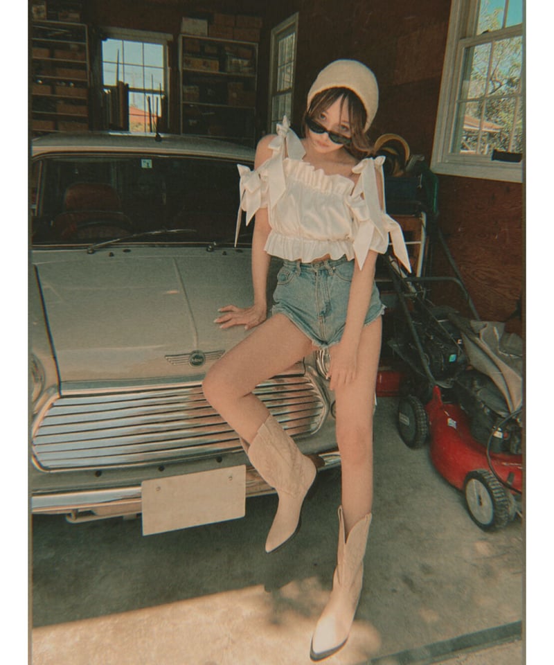 ショルダーダブルリボントップス Shoulder DoubleRibbon Tops