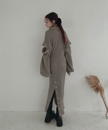 スナップスリットワンピース / Metal Snaps Slit One-Piece