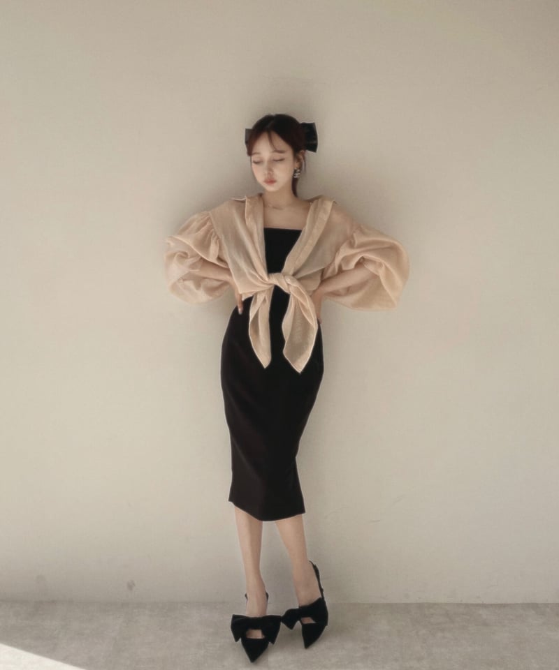 fiction tokyo シアーブラウス /Sheer Blouse 黒 シアーブラウス /Sheer Blouse | FICTION TOKYO OFFICIAL