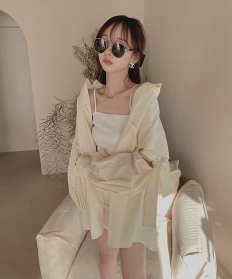 ショルダーリボンボーイフレンドシャツ (キャミワンピセット) / Shoulder Ribbon BoyFriend Shirts
