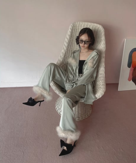 フェザーポケットサテンシャツ / Feather Pocket Satin Shirts