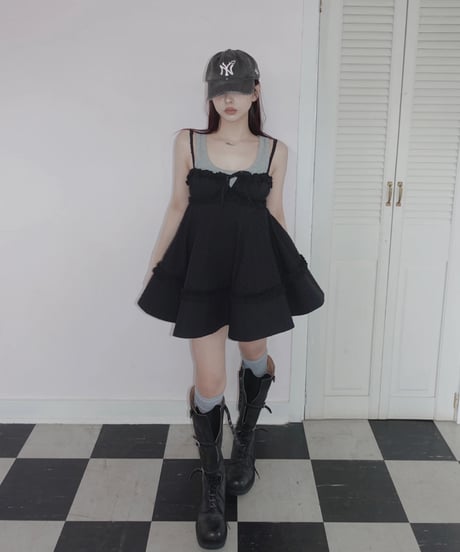［Black］キャミソールチュニックドレス /Camisole Tunic Dress