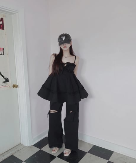 ［Black］キャミソールチュニックドレス /Camisole Tunic Dress